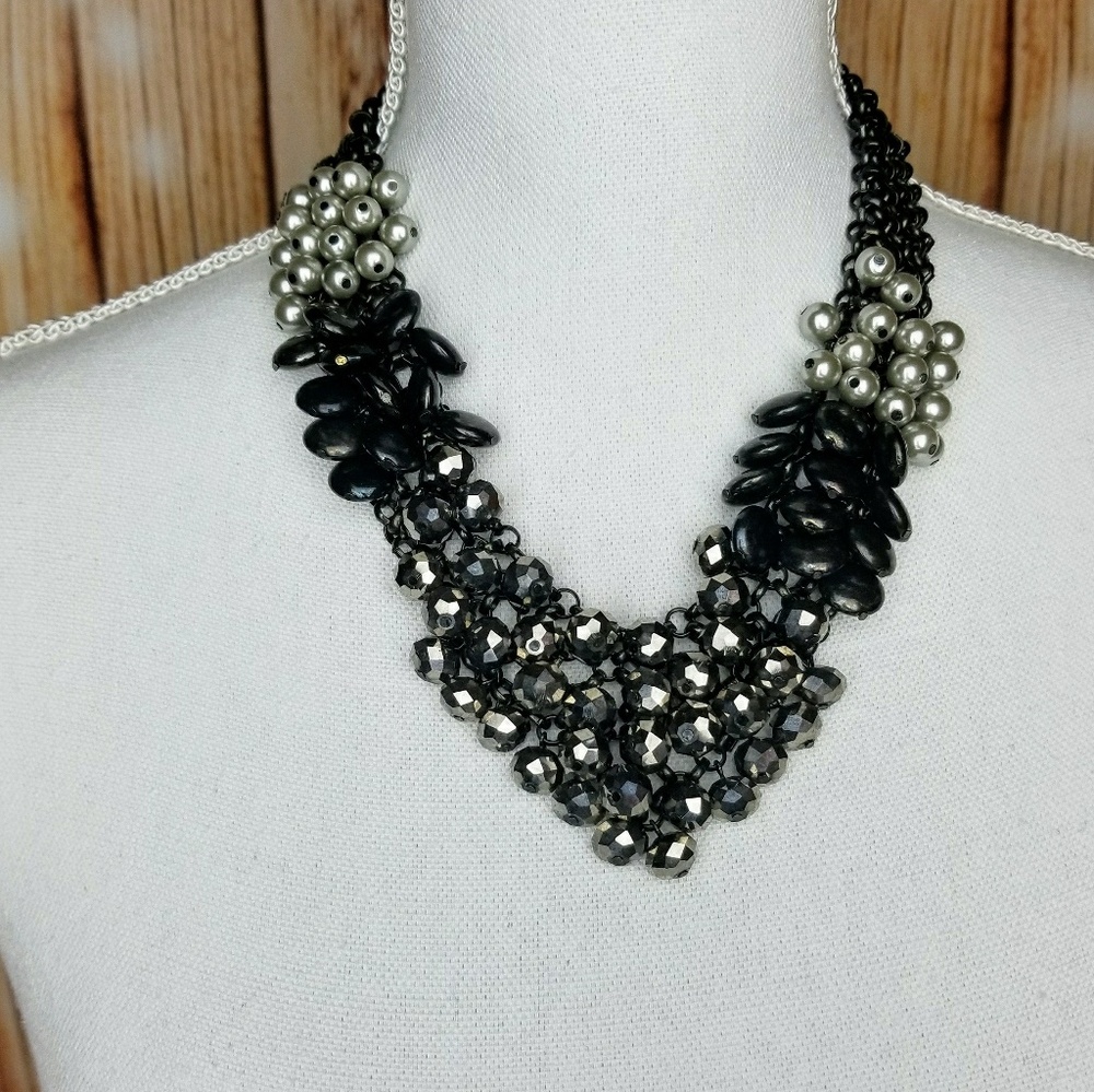 Black stone beaded necklace